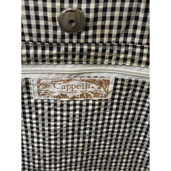 Cappelli Strawworld Weaved Purse Scottie Dog Tote Gingham Lining - Picture 6 of 8